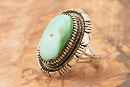 Genuine Royston Turquoise Sterling Silver Ring by Navajo Artist Raymond Bennett